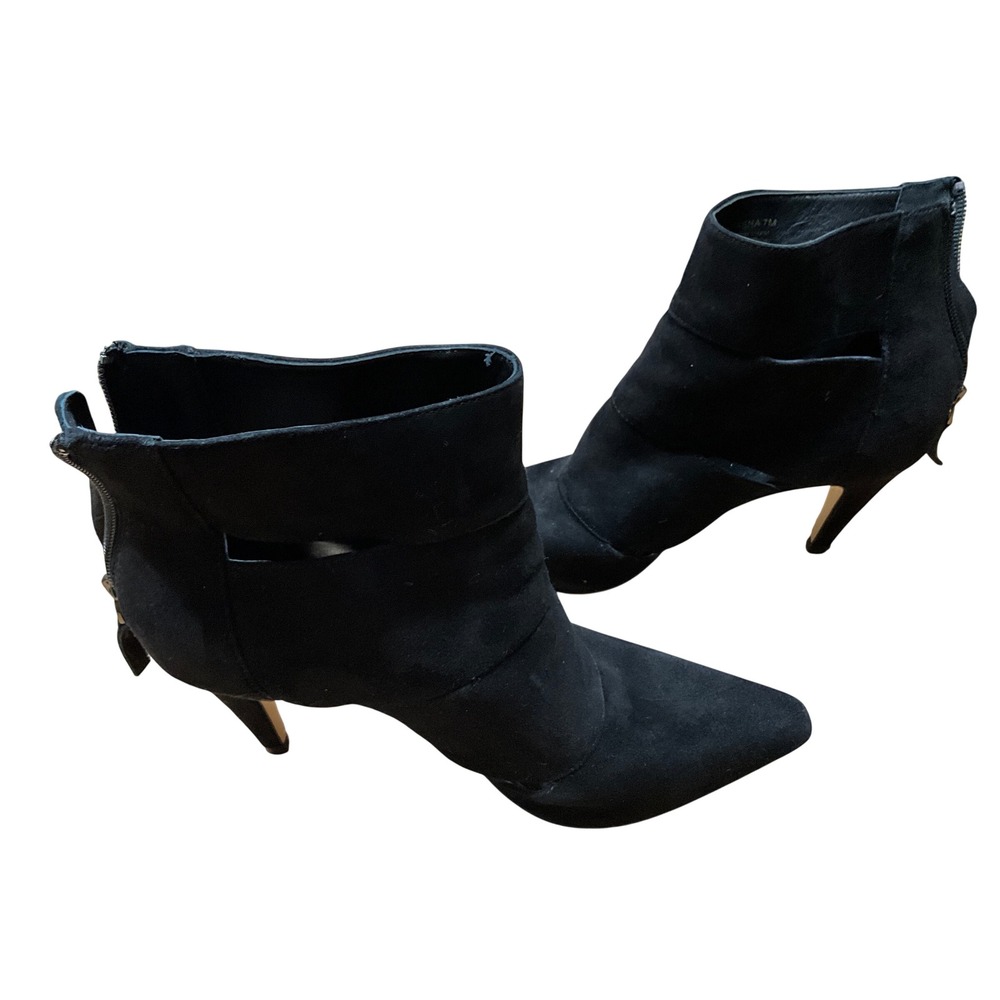 Botkier New York Black Suede Cut Out Pointed Toe Stiletto Ankle Boots Size 7